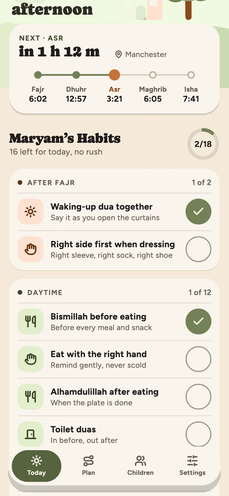 Rahmly onboarding: Prayer times, with a location explainer and the calculation method picked automatically