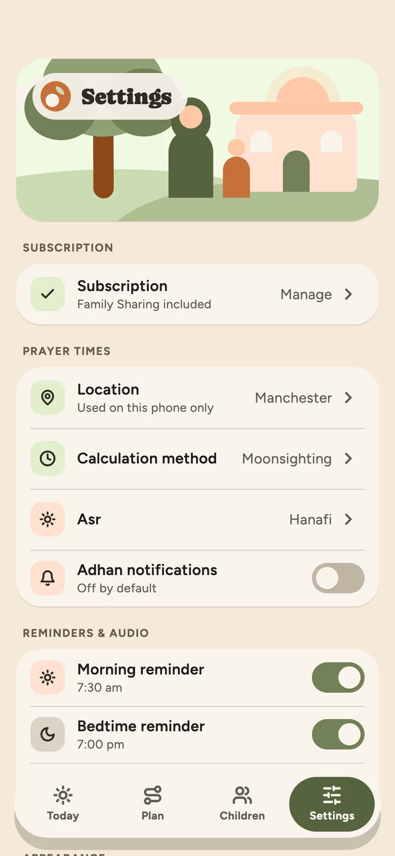 Rahmly screen: Settings